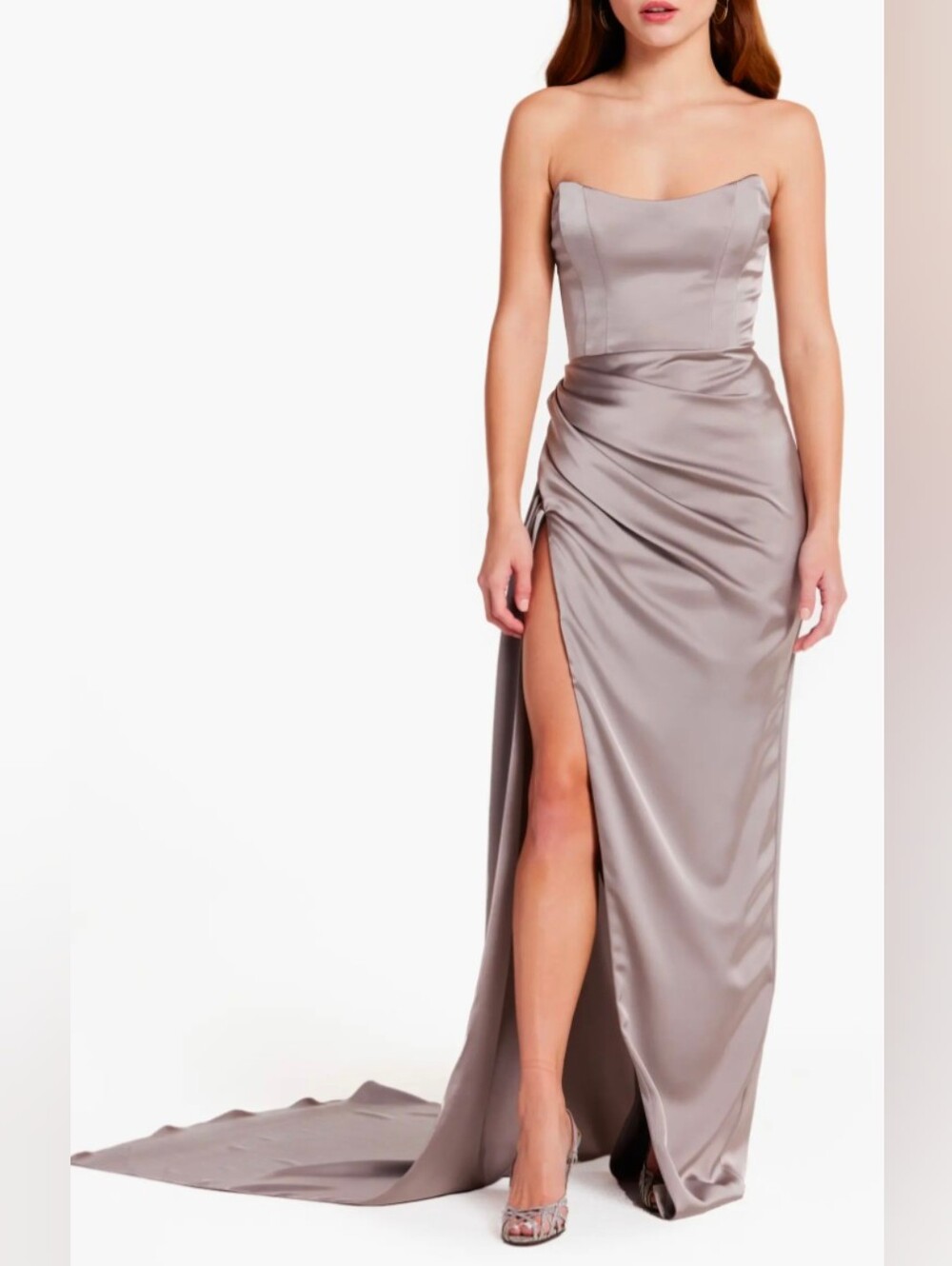 Katie May Bita Strapless Satin Gown - Size XS